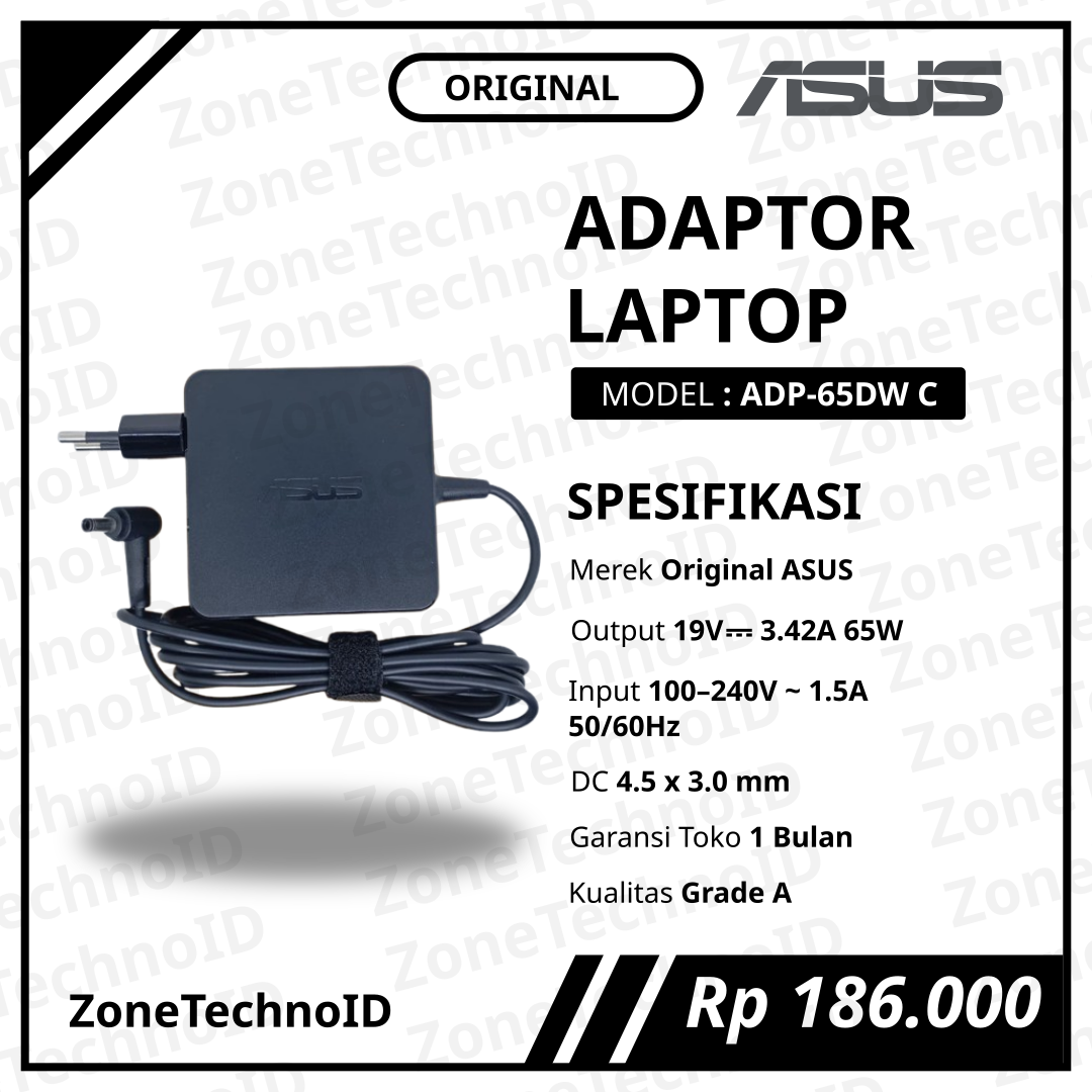 Adaptor Charger Laptop ASUS Original ADP-65DW C 19V 3.42A 65W Jack 4.5×3.0mm (Pin)