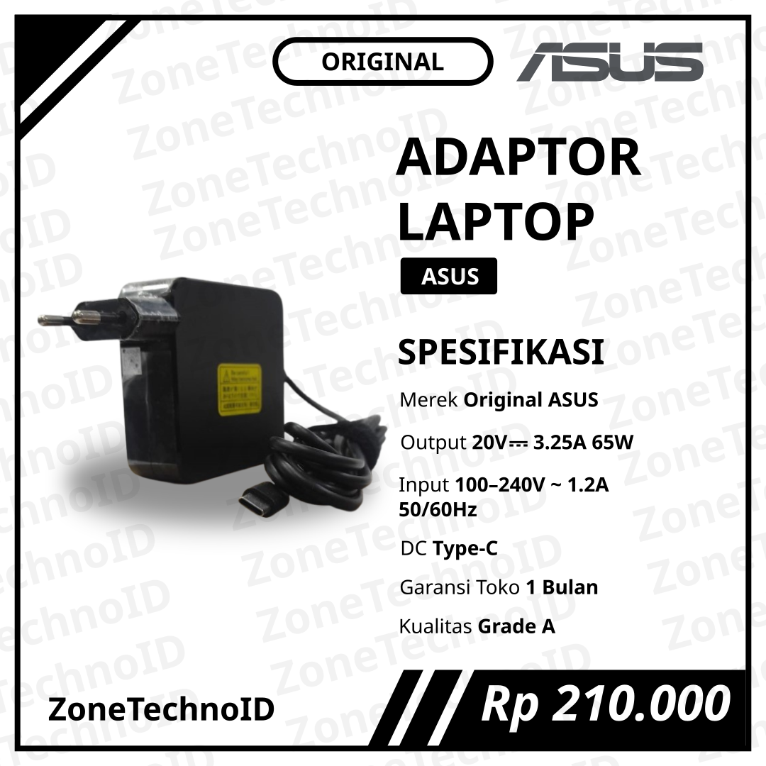 Adaptor Charger Laptop ASUS Original Type-C 20V 3.25A 65W USB-C Power Delivery