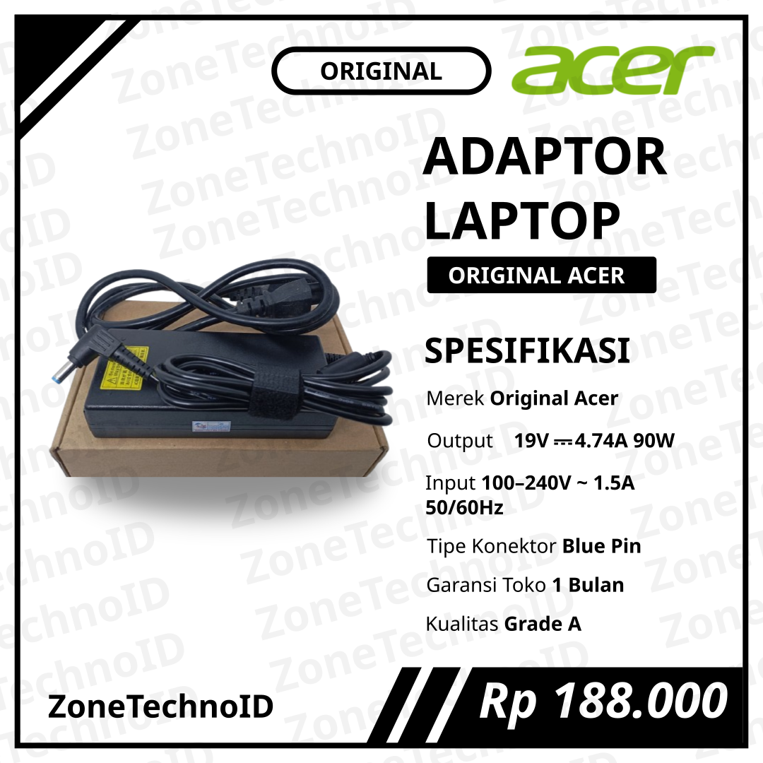 Adaptor Charger Laptop Acer Original 90W Blue Pin 19V 4.74A