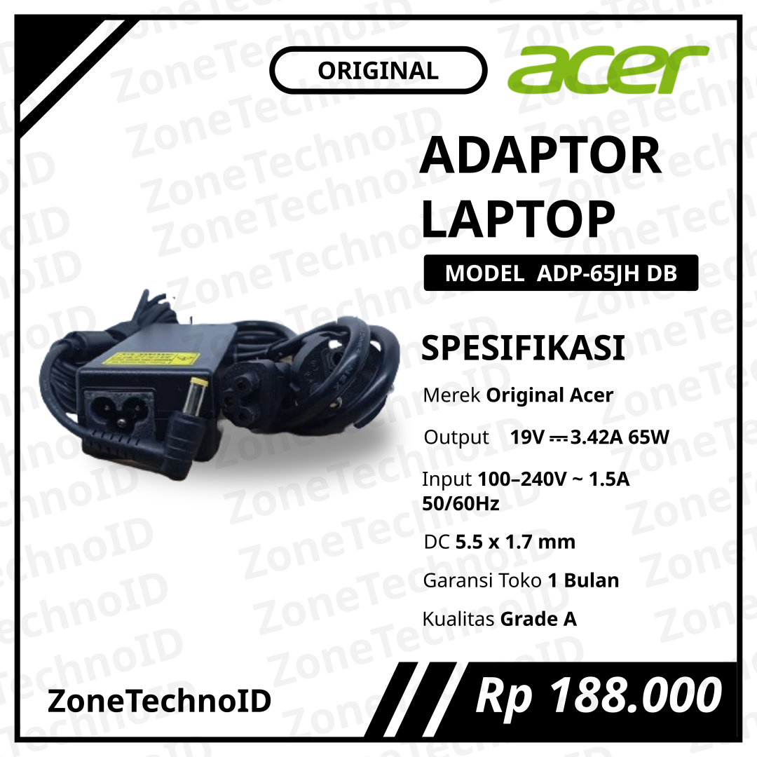Adaptor Charger Laptop Acer Original ADP-65JH DB Delta 65W 19V 3.42A Jack 5.5×1.7mm LED