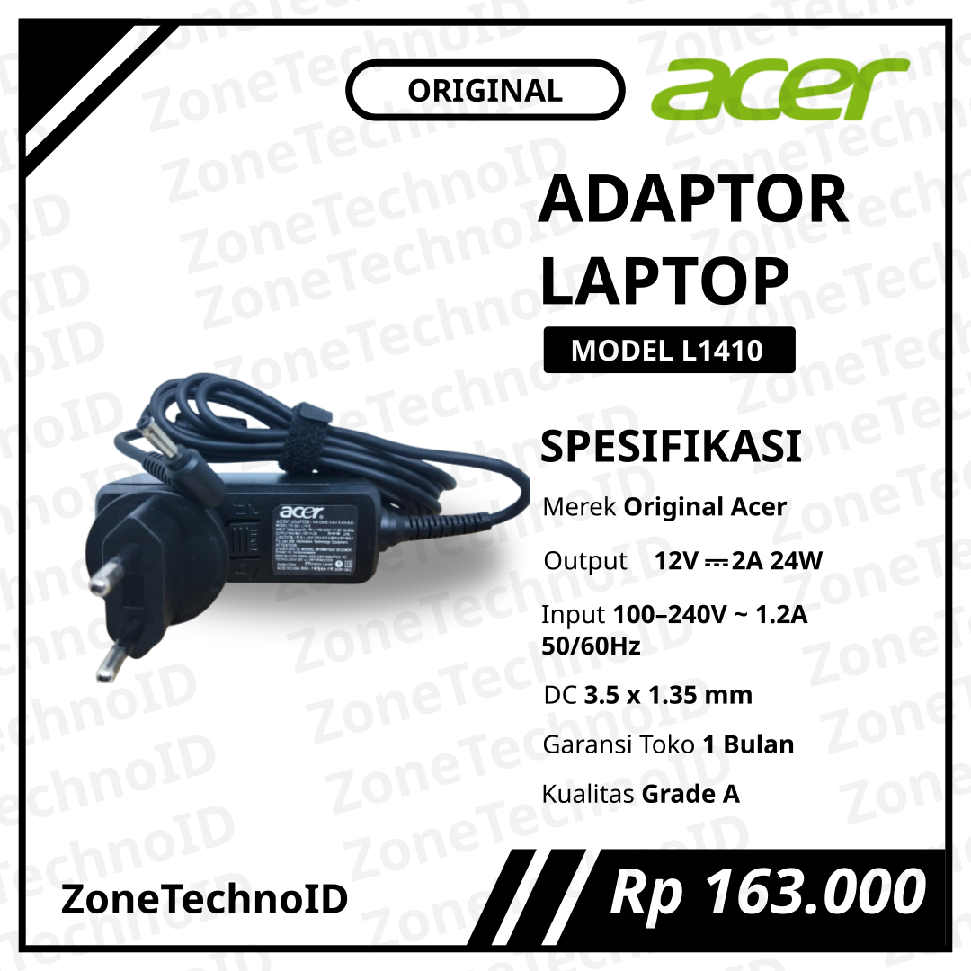 Adaptor Charger Laptop Acer Original L1410 24W 12V 2A Jack 3.5×1.35mm