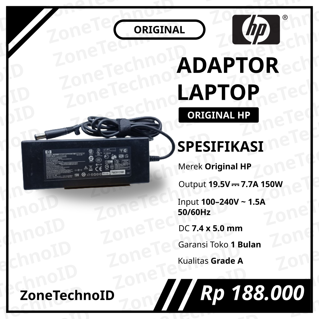 Adaptor Charger Laptop HP Original 150W 19.5V 7.7A Jack 7.4×5.0mm Big Pin