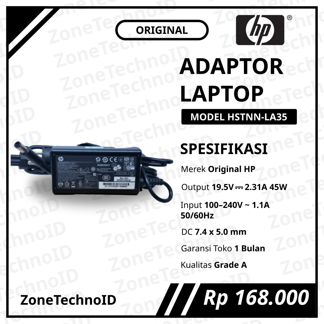 Adaptor Charger Laptop HP Original HSTNN-LA35 19.5V 2.31A 45W Jack 7.4×5.0mm (Big Pin)