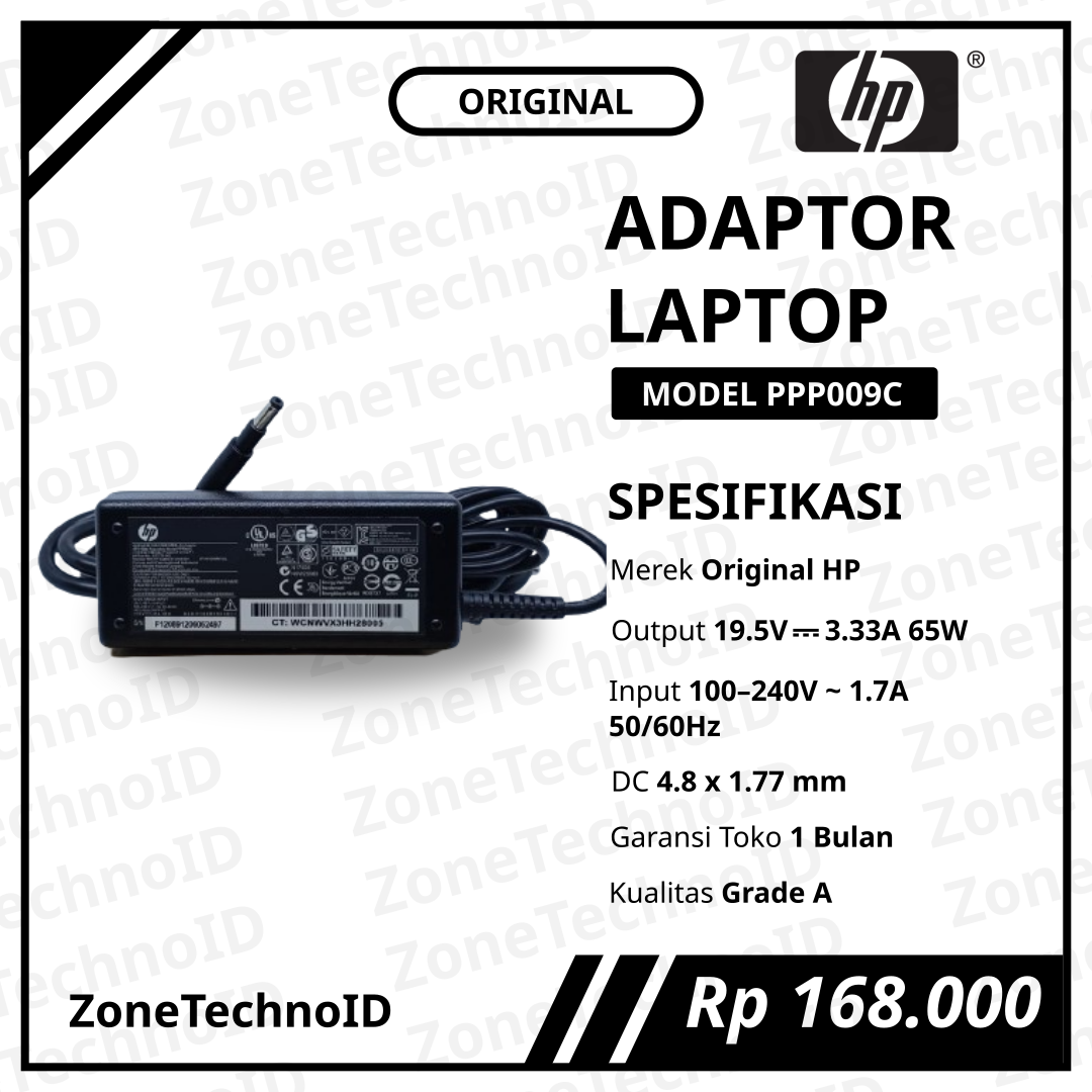 Adaptor Charger Laptop HP Original PPP009C 65W 19.5V 3.33A Jack 4.8×1.7mm